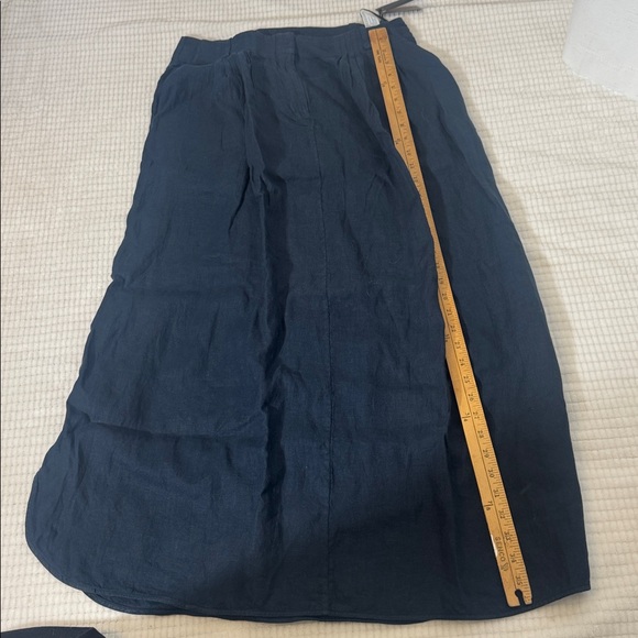 Massimo Dutti New Skirt Womens Sz M Navy Blue Linen Side Slits - Picture 11 of 12